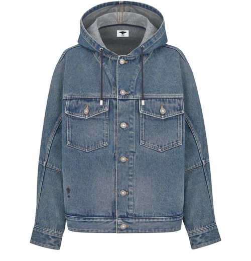 DIOR Oversized hooded jacket stonewashed cotton denim