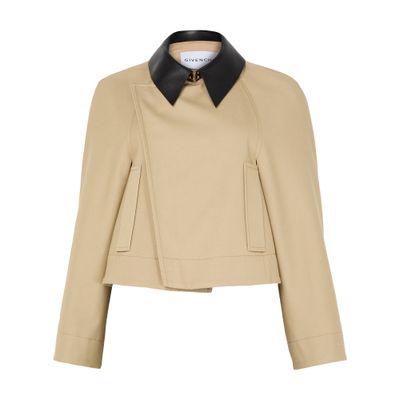 Givenchy Cropped Pea Coat In Cotton And Wool In Neutral