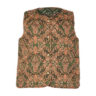 Barbour X Farm Rio Fernanda Sleeveless Jacket In Brown