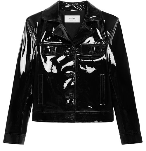 CELINE Straight blouson jacket in patent lambskin leather