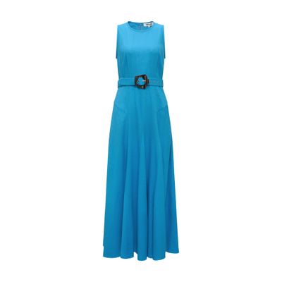 Diane Von Furstenberg Elliot Belted Slub Woven Midi Dress In Blue