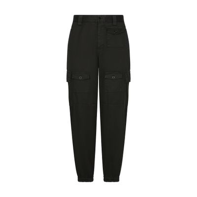 Dolce & Gabbana Cargo Pants With High Waist And Multiple Pockets In Black