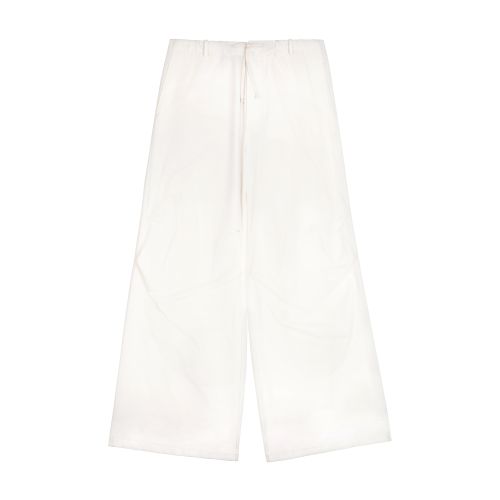 Shop Mm6 Maison Margiela Wide-leg Twill Trousers In Off_white