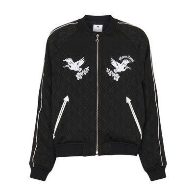 Marine Serre Jacquard Bomber Jacket In Black