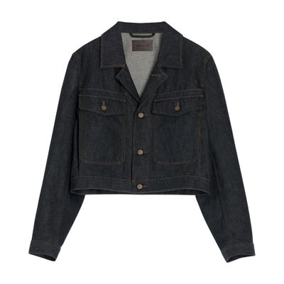 Lemaire Cropped Denim Jacket In Gray