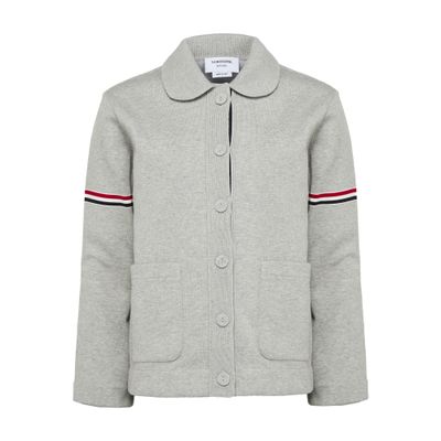 Thom Browne Cotton With Rwb Stripe Work Jacket In Grey