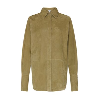 Loewe Camicia In Pelle Scamosciata Verde Salvia Donna In Green