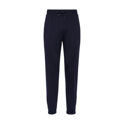 Brunello Cucinelli Cashmere-french Terry Silk Sweatpants In Blue