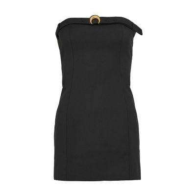 Shop Marine Serre Virgin Wool Twill Mini Dress In Black
