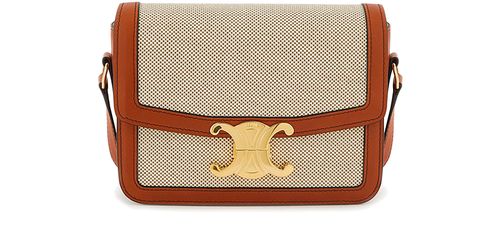 CELINE Teen Triomphe bag in textile and natural calfskin