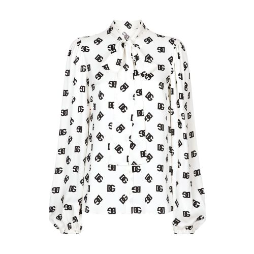 Shop Dolce & Gabbana Charmeuse Shirt In Dg_nero_fdo_b_natur_