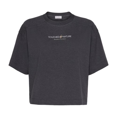 Brunello Cucinelli Cropped Touched By Nature T-shirt In Anthracite
