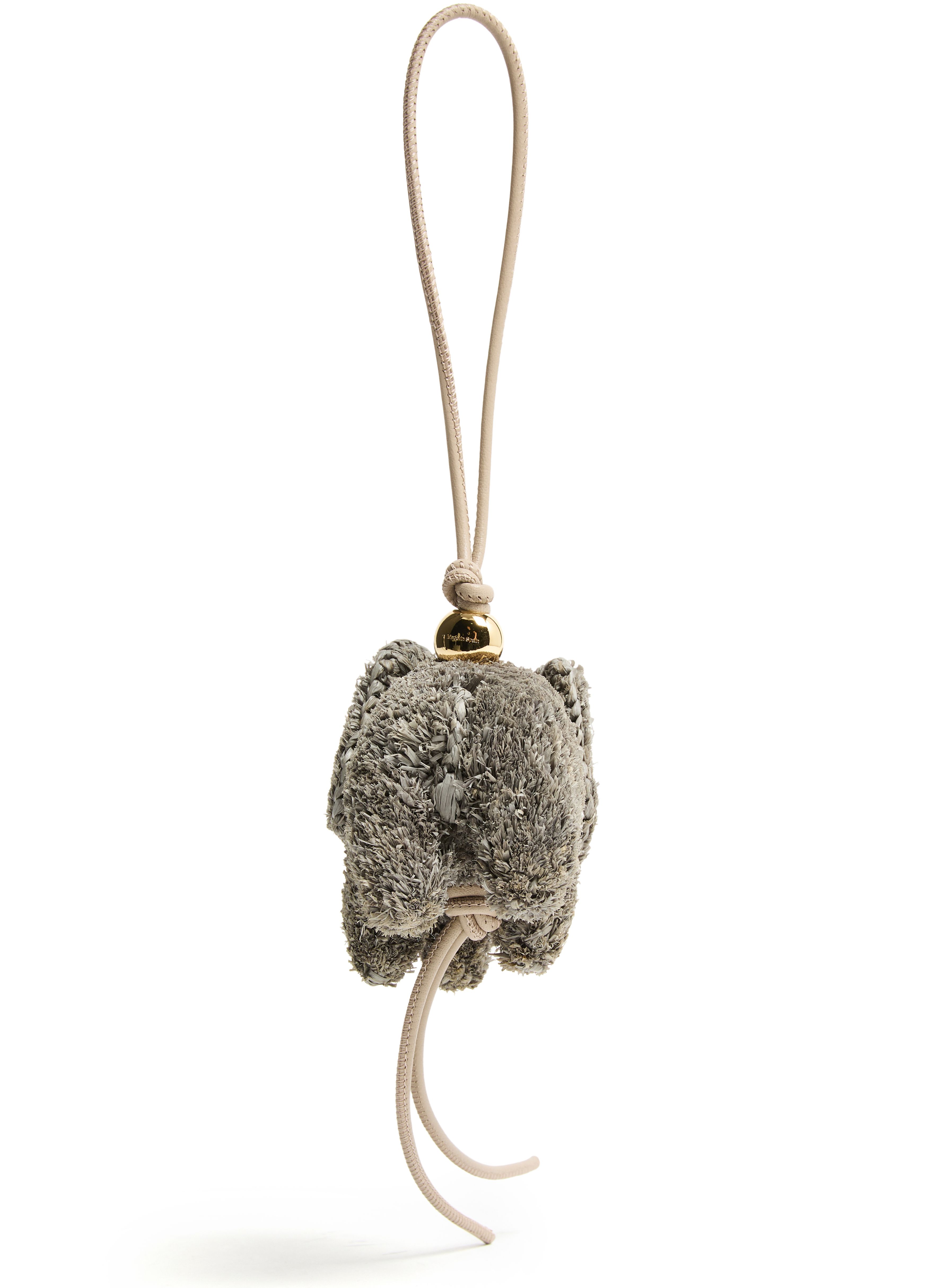 Elephant bag charm in raffia and calfskin thumbnail 3