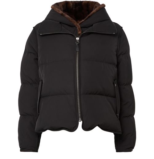 YVES SALOMON Puffer jacket with a mink fur hood