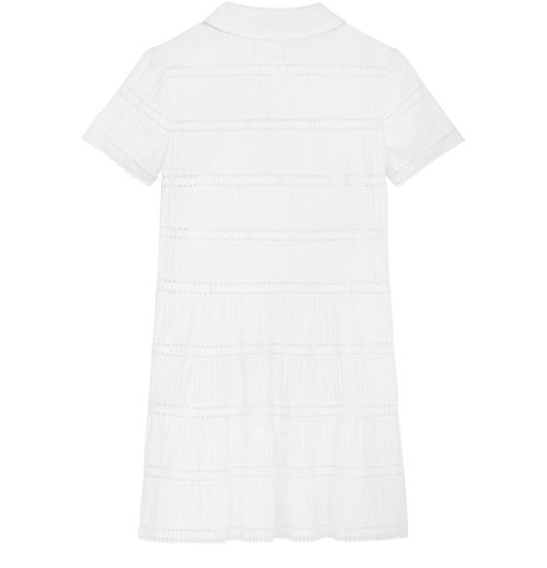 CELINE Mini dress with embroidered trims in cotton Batiste