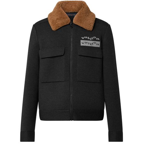 LOUIS VUITTON Knit Blouson With Shearling Collar