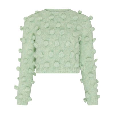 Loewe Cropped Wool Sweater With Dot Details In Green