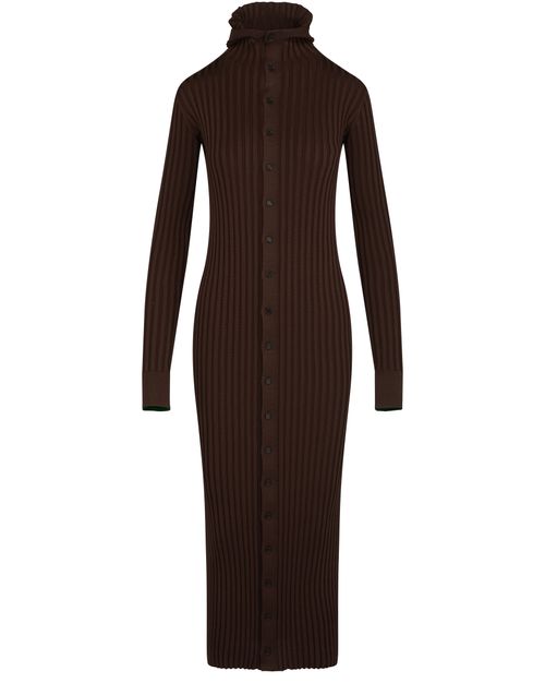 Bottega Veneta — Midi silk dress (Brown)