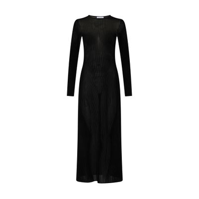 Jean Paul Gaultier The Morphing Pinstripes Long Dress In Black