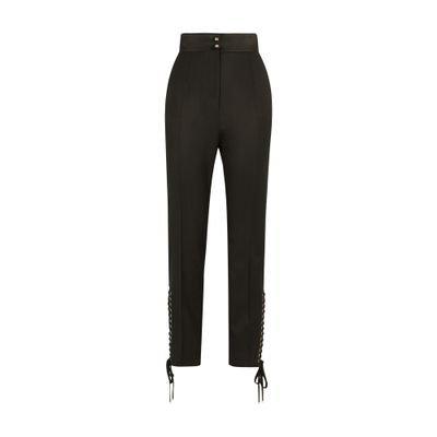 Dolce & Gabbana Twill Pants With Lacing In Black