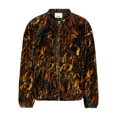 Isabel Marant Delima Leopard-print Bomber Jacket In Brown