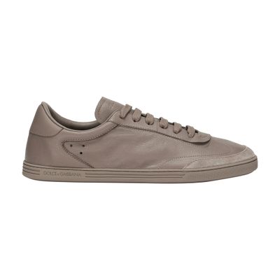 Dolce & Gabbana Saint Tropez Calfskin Trainers In Brown