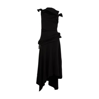 Acne Studios Asymmetric Bow Midi Dress In Black
