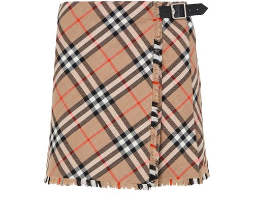 BURBERRY Check wool blend skirt