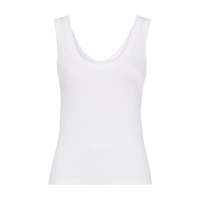 Brunello Cucinelli Ribbed Jersey Top In White