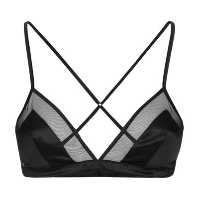 Dolce & Gabbana Satin And Tulle Triangle Bra In Black