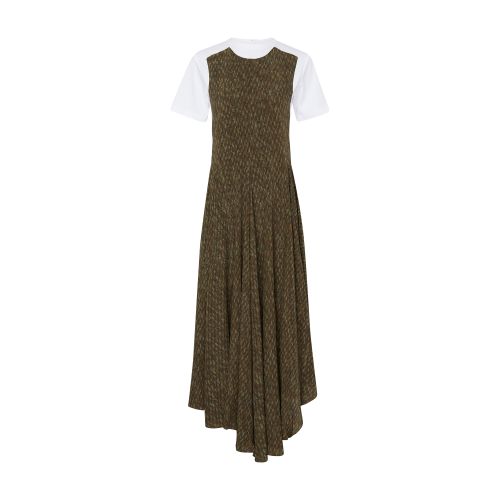 Loewe Printed Layered Tee Asymmetric Maxi Dress In Kakhi_melange