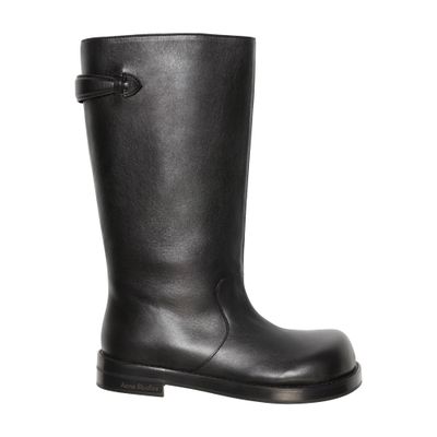 Acne Studios Women Black Boots With Embossed Logo On The Side In Leather Woman In Black