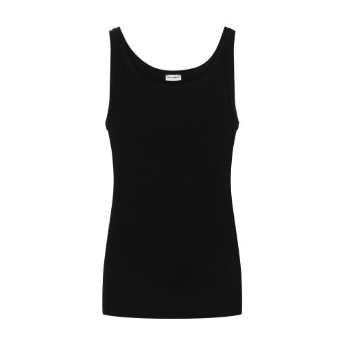 Dolce & Gabbana Fine-rib Washed Cotton Singlet In Black
