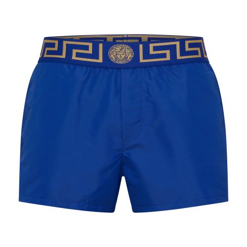 Versace Blue Swimsuit With Greca Pattern In Bluette_gold