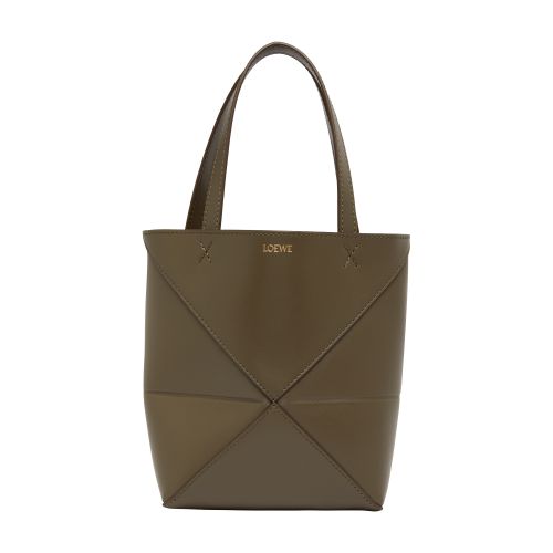 Shop Loewe Puzzle Mini Tote Bag In Dark_khaki_green