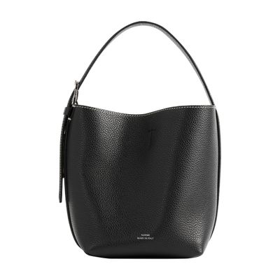 Totême Belted Small Grained Leather Tote Bag In Black