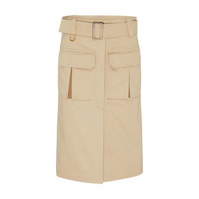 Gabardine Trench Midi Skirt