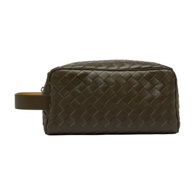 Bottega Veneta Intrecciato Travel Pouch In Green