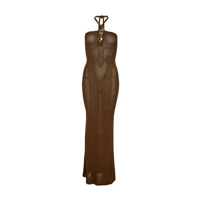 Isabel Marant Eileen Halter Knit Body-con Dress In Metallized