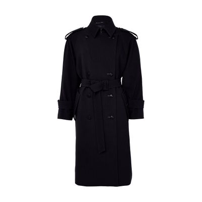 Max Mara Longline Belted Coat In Blue