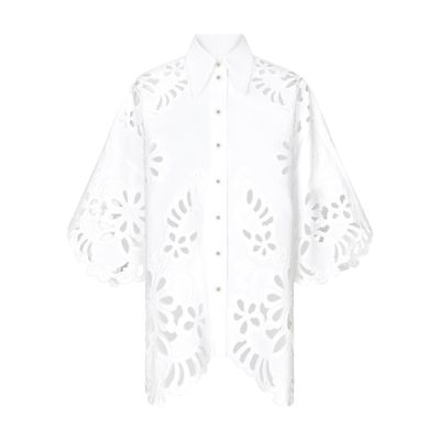 Dolce & Gabbana Oversize Cotton Shirt With Cut-out Detailing In White