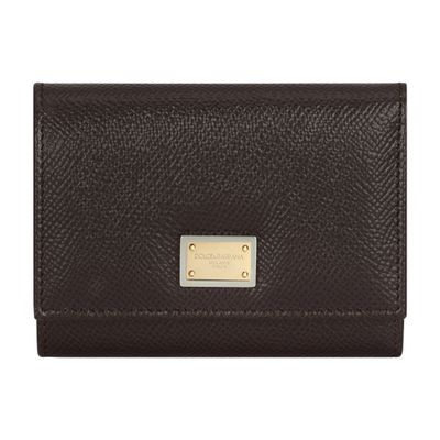Dolce & Gabbana Dauphine Leather Flap Wallet In Gold