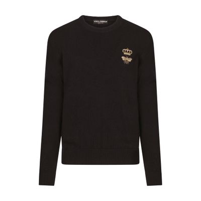 Dolce & Gabbana Wool Round-neck Sweater In Blue