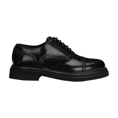 Shop Dolce & Gabbana Brushed Calf Leather Oxford Shoes In Black