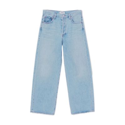 Agolde Blue Jeans With Wide Leg And Logo Patch On The Rear In Blue