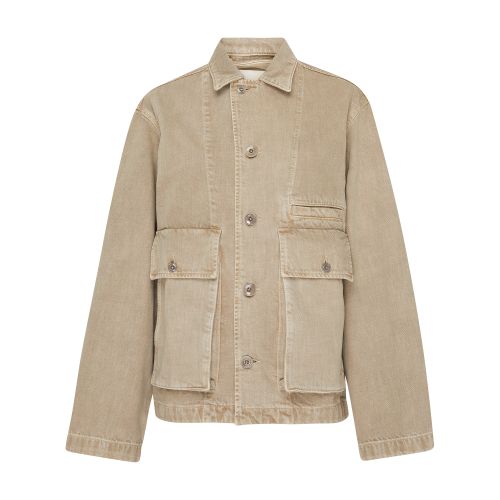 Lemaire Boxy Fit Cotton Jacket In Denim_snow_beige