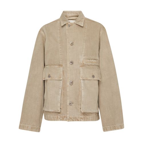 Shop Lemaire Boxy Jacket In Denim_snow_beige