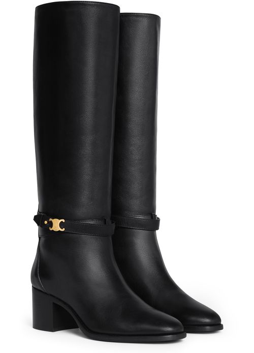CELINE Celine Garance Triomphe strap high boot in calfskin