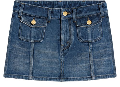 CELINE Mini skirt in dark union wash denim