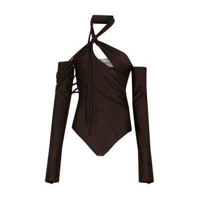 Coperni Multi-strap Stretch Jersey Bodysuit In Brown